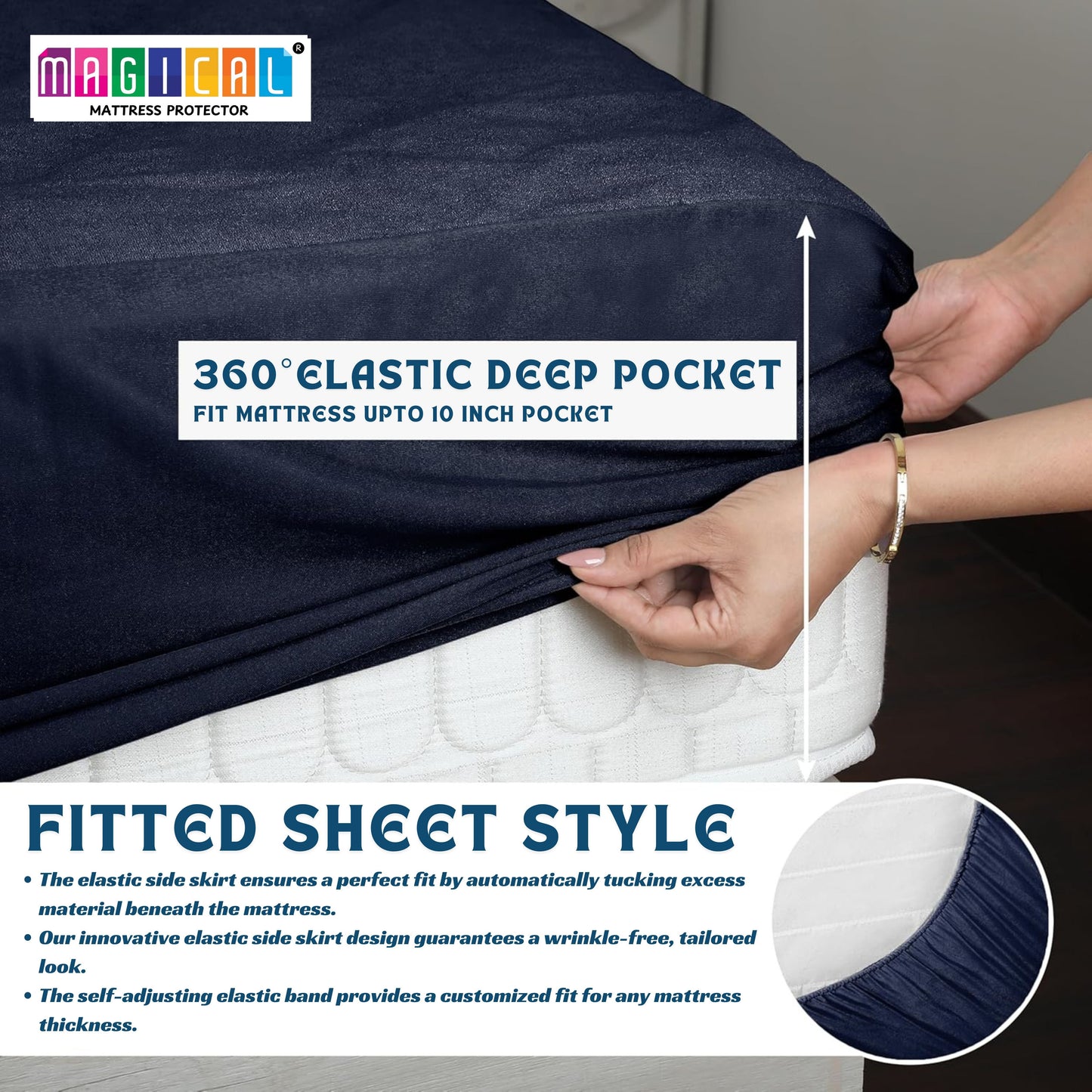 Bed Cover Navy Blue King Mattress Protector