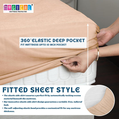 Bed Cover Beige King Mattress Protector