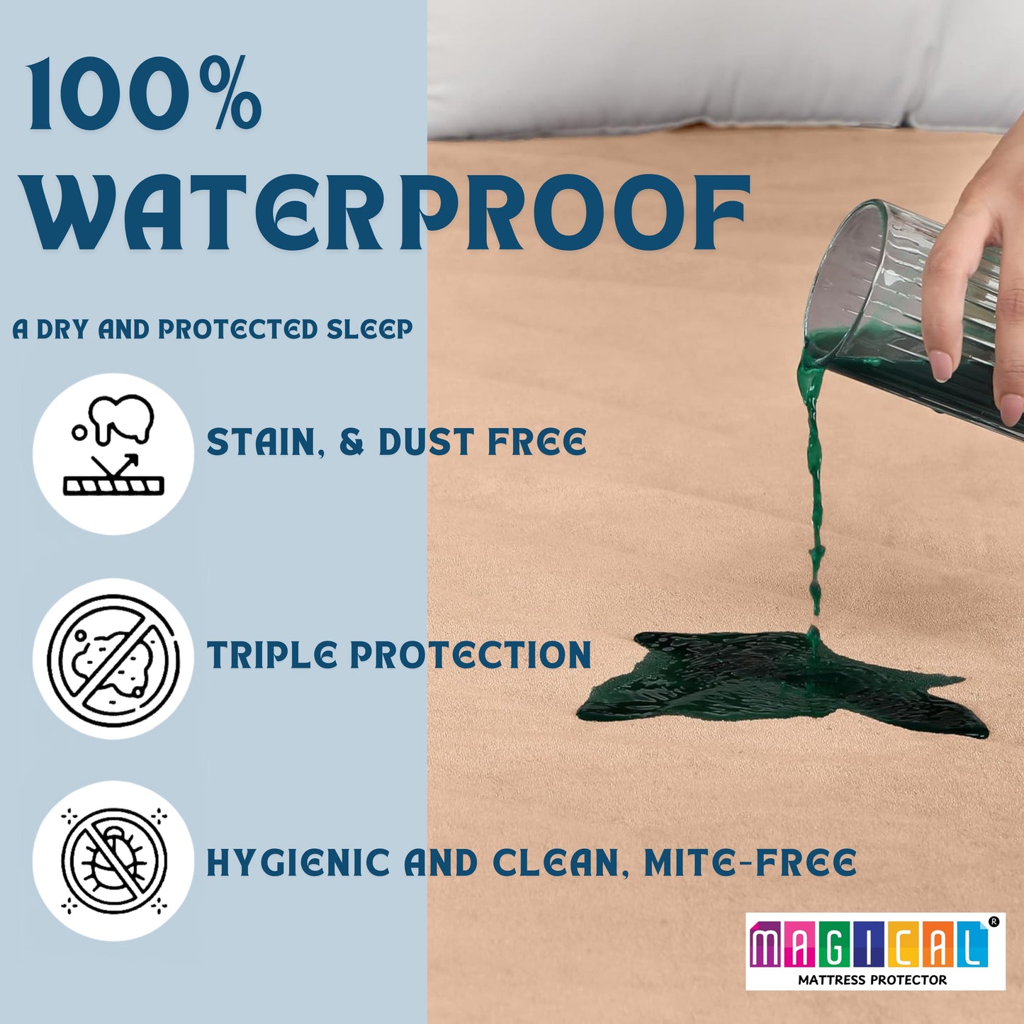 Bed Cover Beige King Mattress Protector