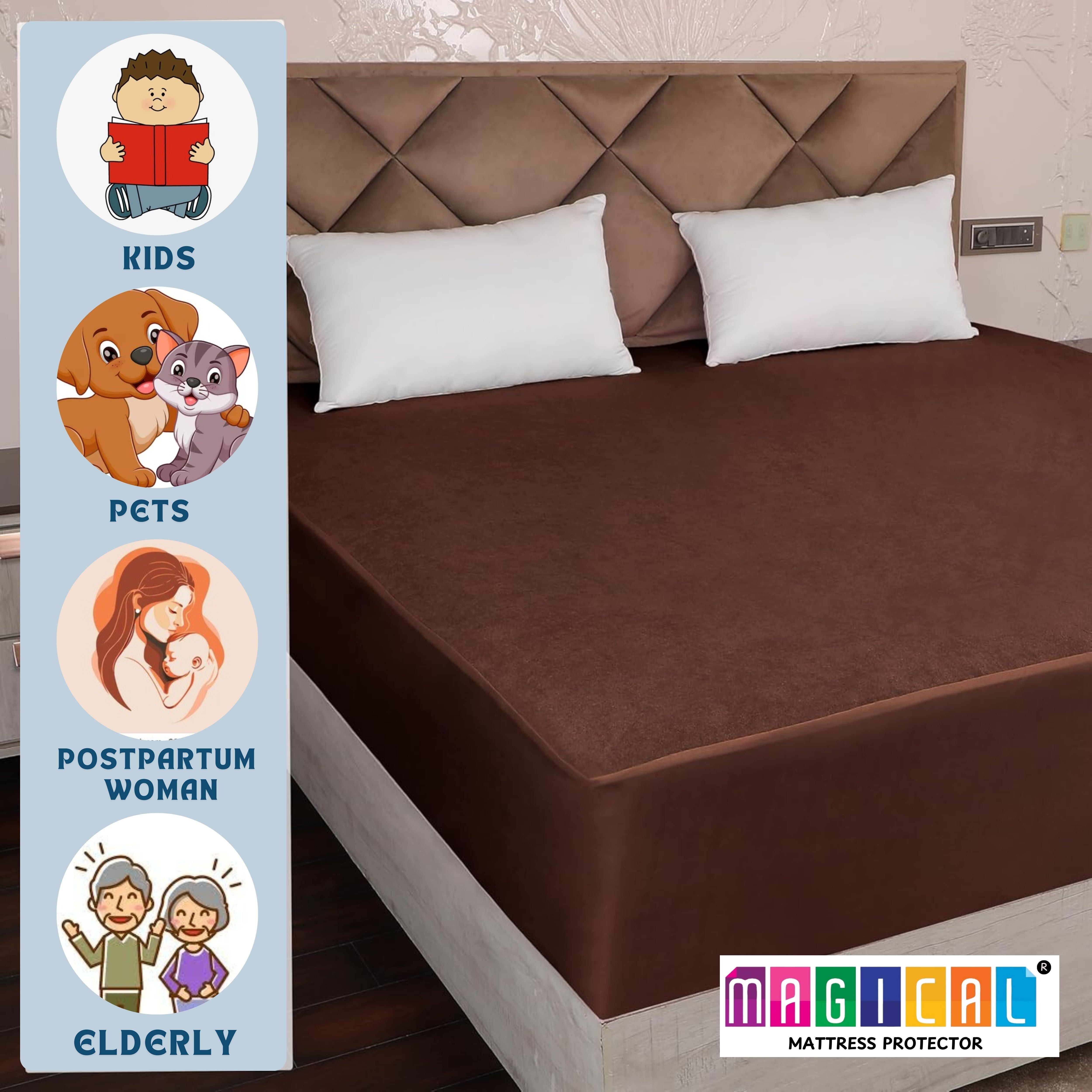Bed Cover Brown King Mattress Protector