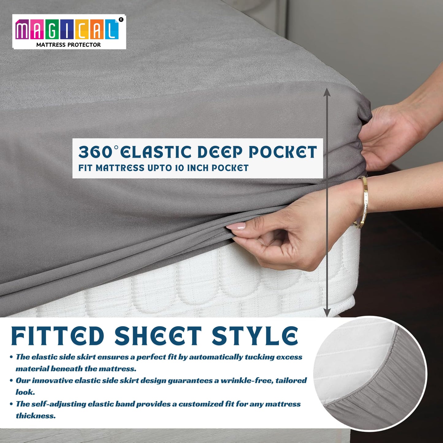 Bed Cover Grey King Mattress Protector