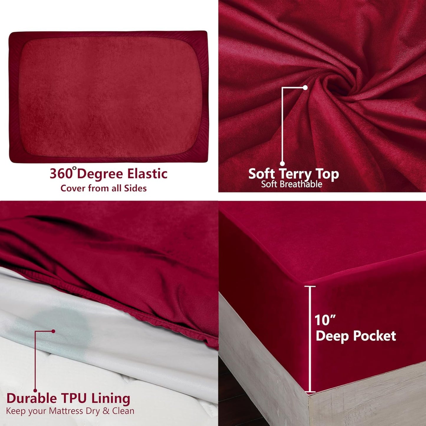 Bed Cover Maroon King Mattress Protector