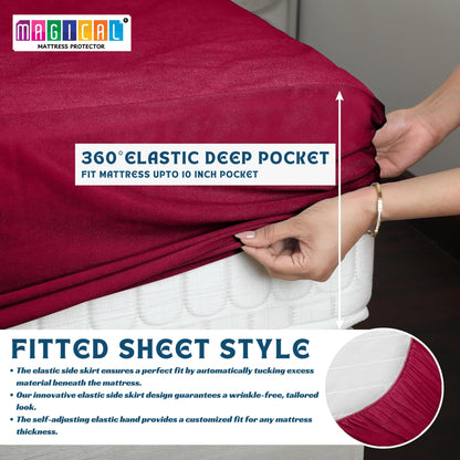 Bed Cover Maroon King Mattress Protector