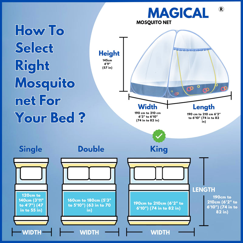 Magical Pop-Up Mattress Mosquito Net (Light Blue)