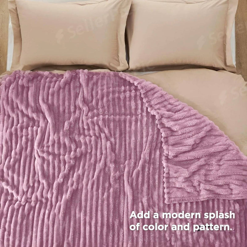 Heritage Luxurious Pencil Textured Blanket (Pink)