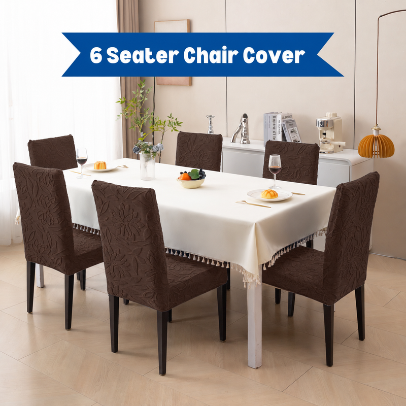 Original Coffee floral jacquard six-chair dining set photo