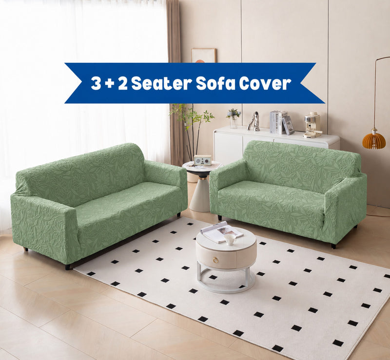 Green 3+2 sofa cover set second original photo