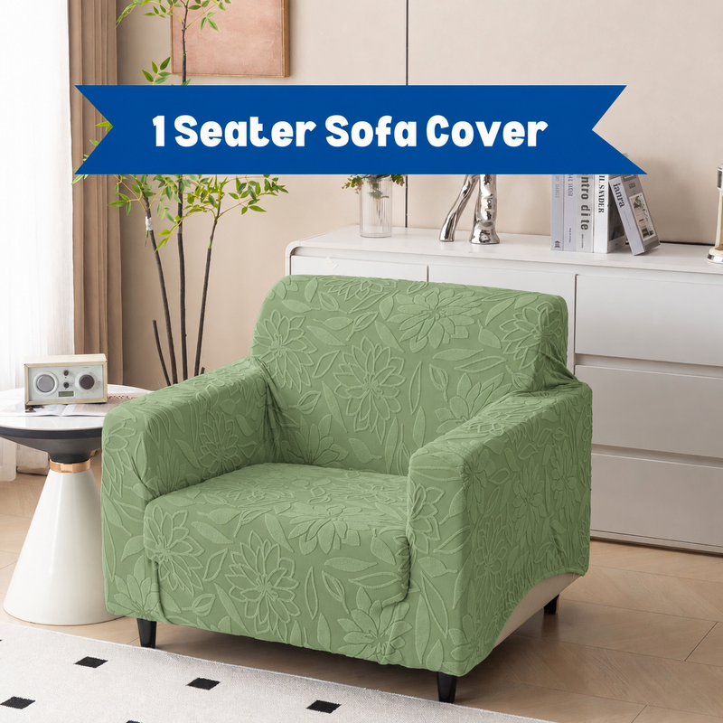 Green 1 seater floral sofa cover