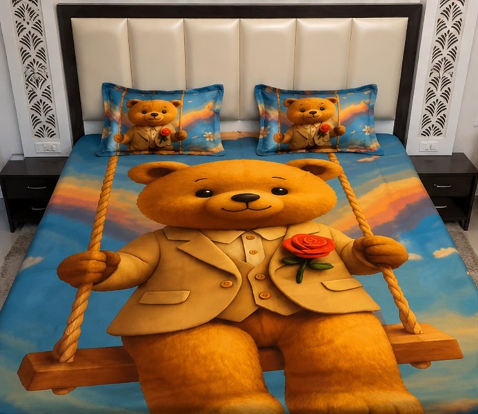 MAGICAL Premium 7D Ultra-Realistic King Bedsheet (Multicolour)