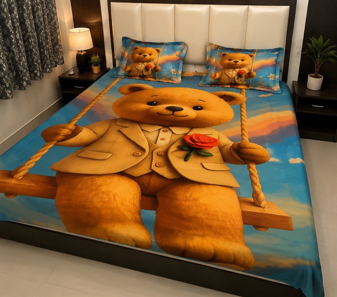 MAGICAL Premium 7D Ultra-Realistic King Bedsheet (Multicolour)