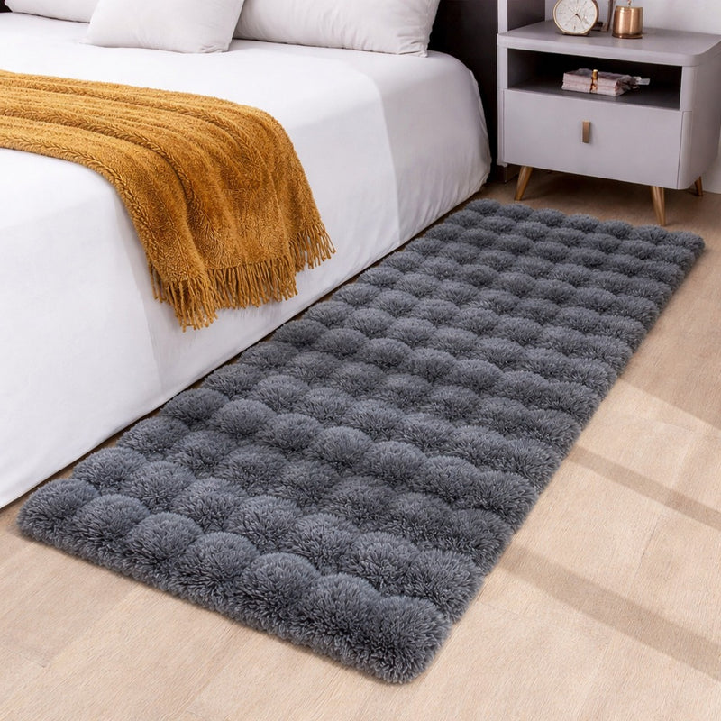 MAGICAL Premium Faux Rabbit Fur Bubble Bed Runner