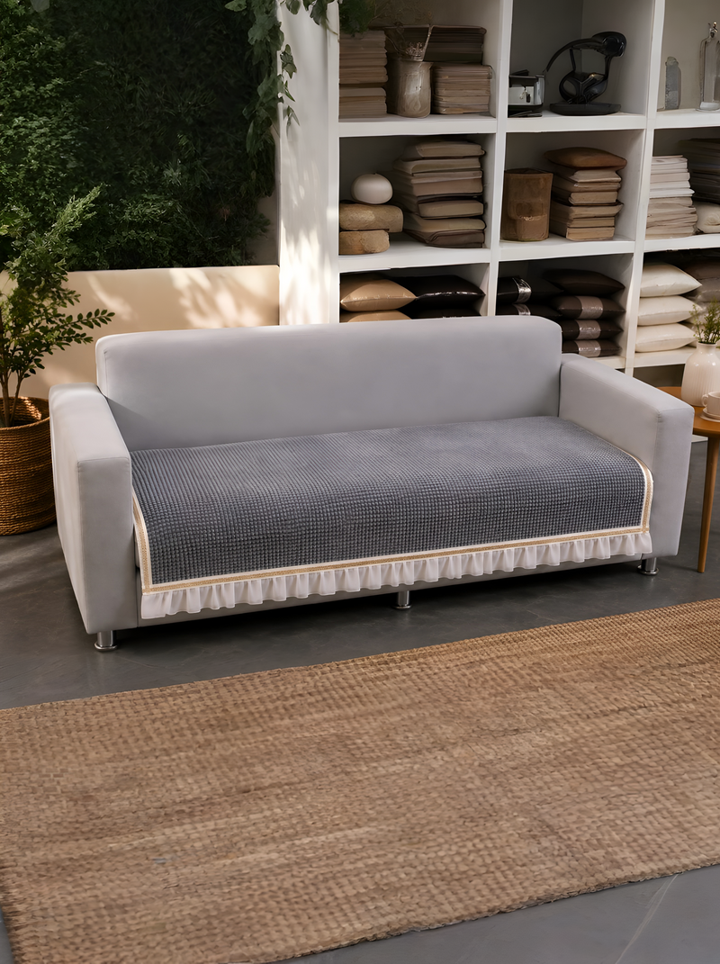 Olivia Textured Designer Sofa Cover D-004 (Dark Grey, 1-Seater)