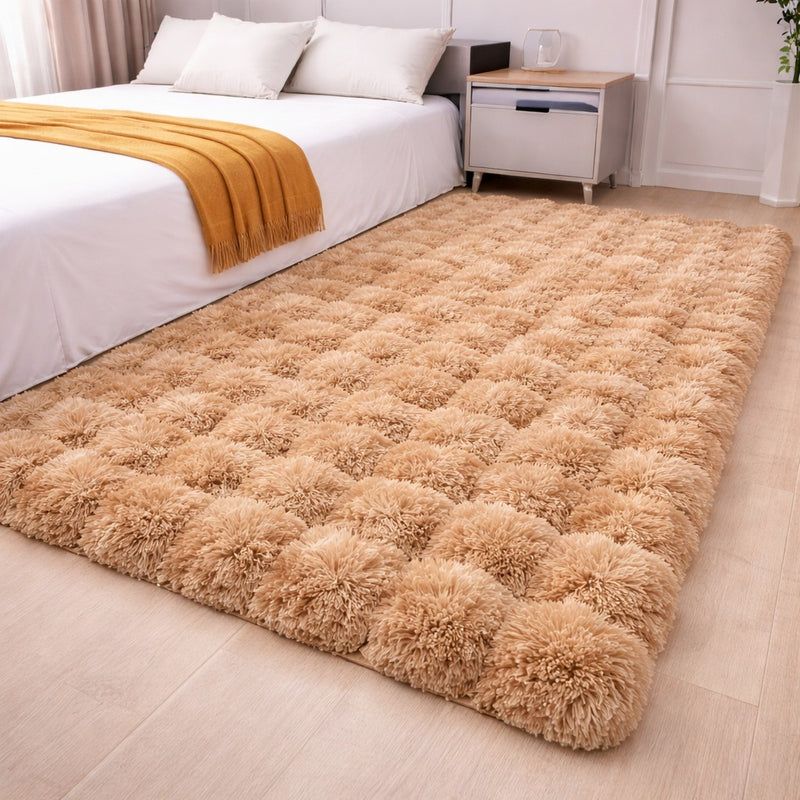 MAGICAL Premium Faux Rabbit Fur Bubble Area Carpet (Beige ) 152 × 213 cm (60 × 84 Inches)