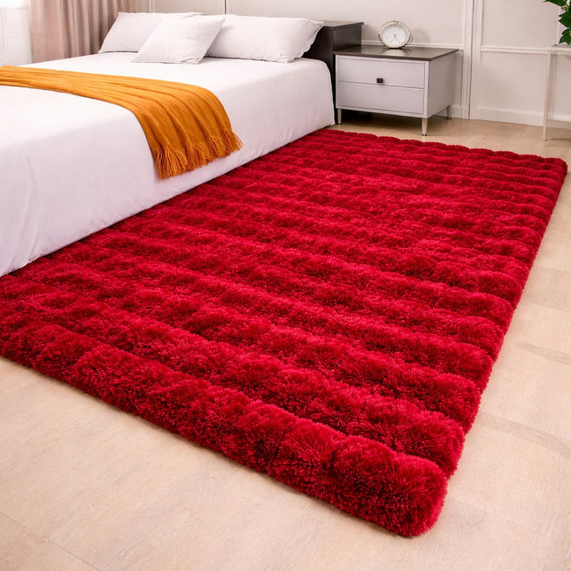 MAGICAL Premium Faux Rabbit Fur Bubble Area Carpet (Maroon) 152 × 213 cm (60 × 84 Inches)