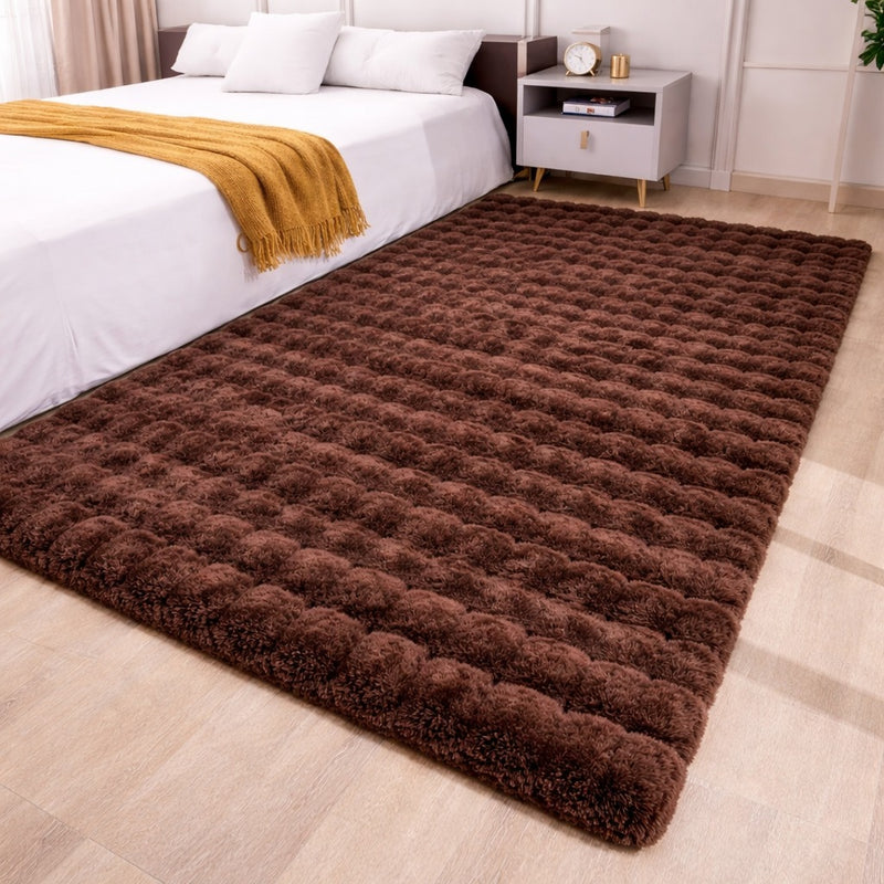 MAGICAL Premium Faux Rabbit Fur Bubble Area Carpet (Dark Brown) 152 × 213 cm (60 × 84 Inches)