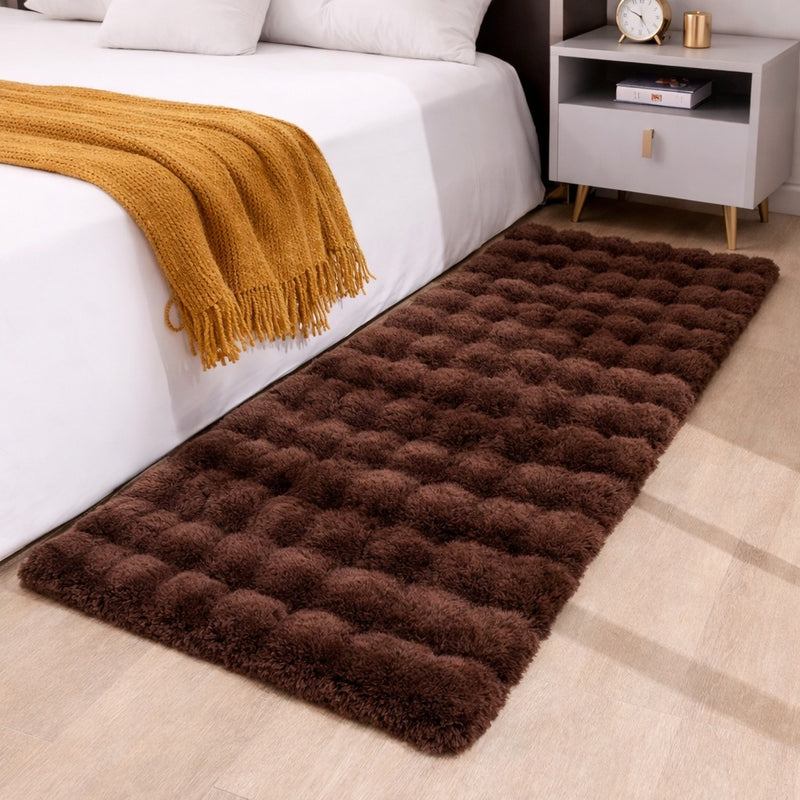 MAGICAL Premium Faux Rabbit Fur Bubble Bed Runner