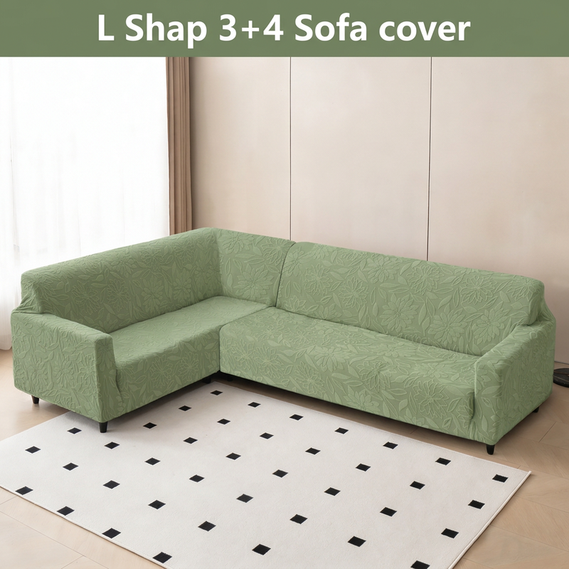 Green 3+4 sofa cover daylight styling