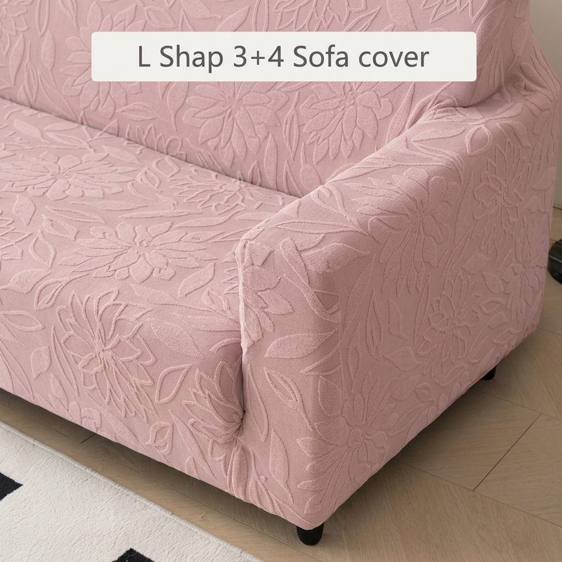 Pink 3+4 sofa cover right armrest detail