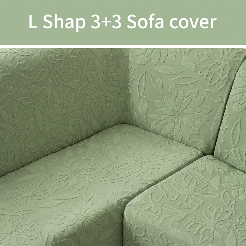 Green 3+3 sofa cover inner L corner detail