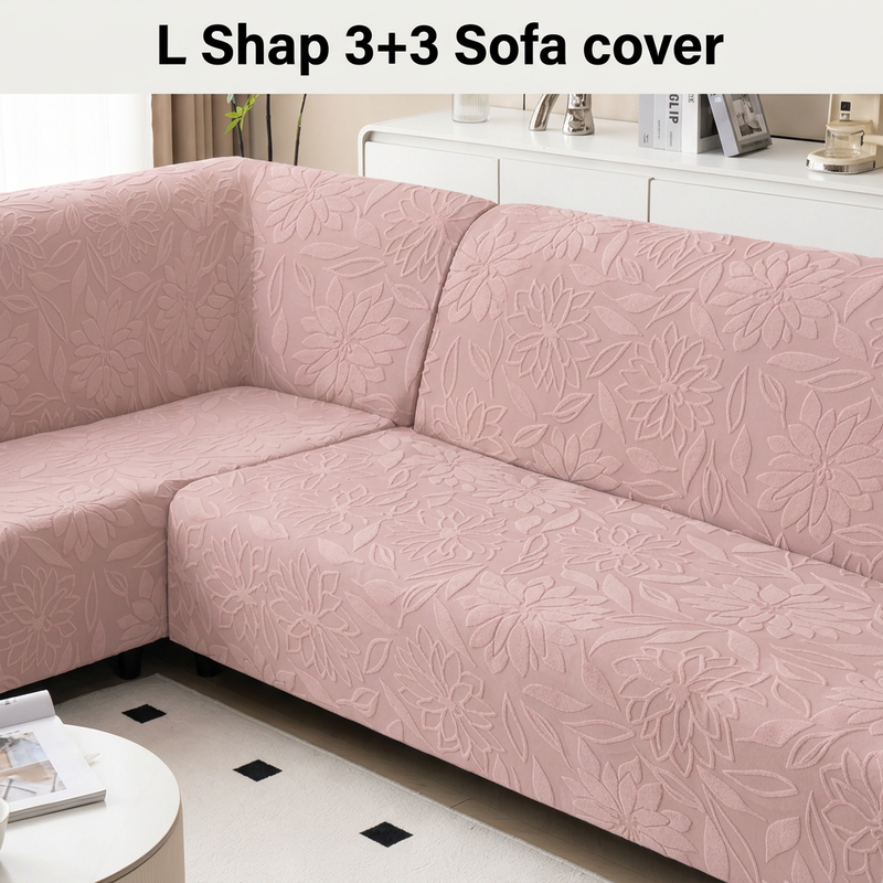 Pink floral backrest detail with 3+3 text