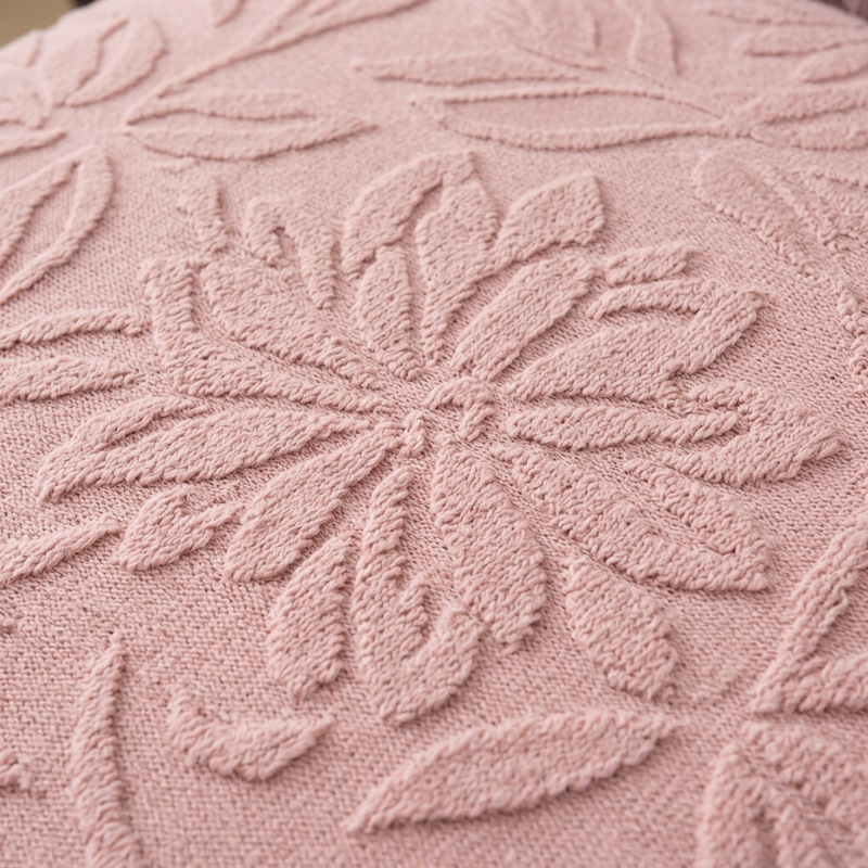 Pink floral jacquard fabric macro