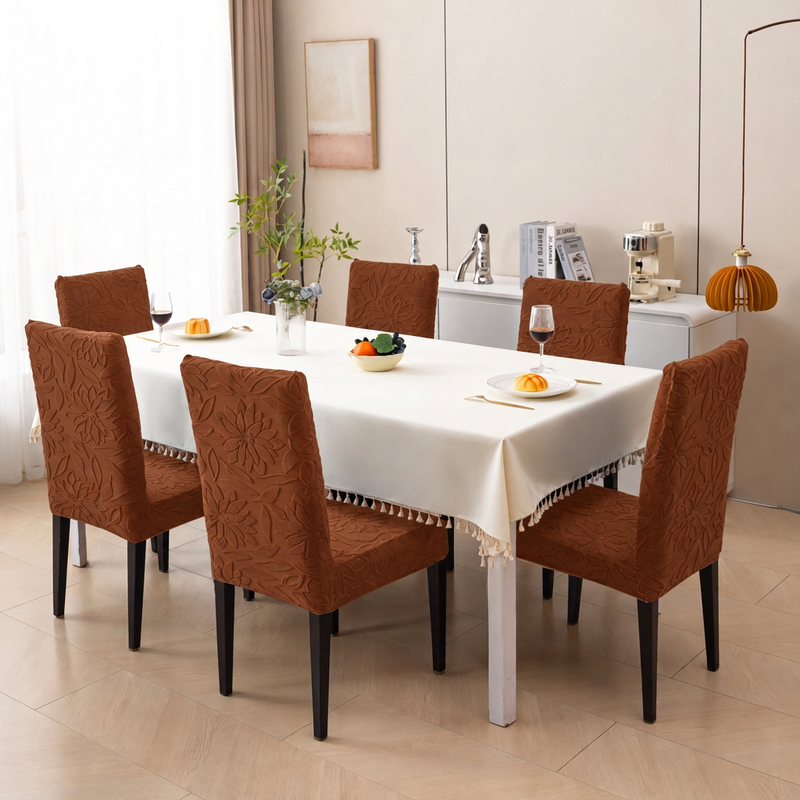 Dark Brown six chair cover set dining view