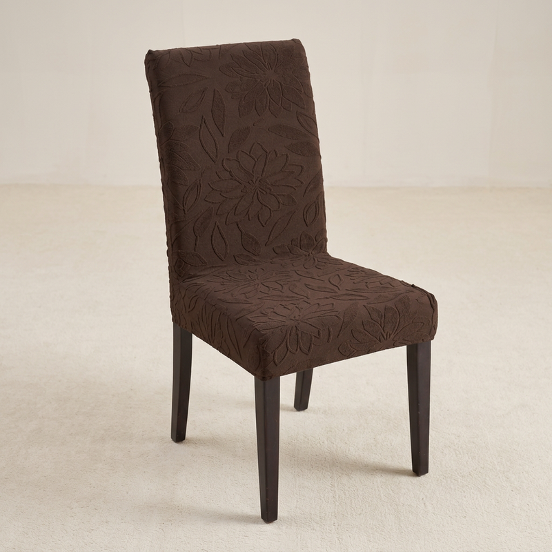 Coffee floral chair cover elevated view