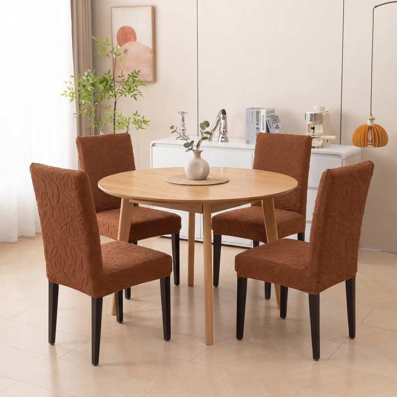 Dark Brown four chair cover set lifestyle view