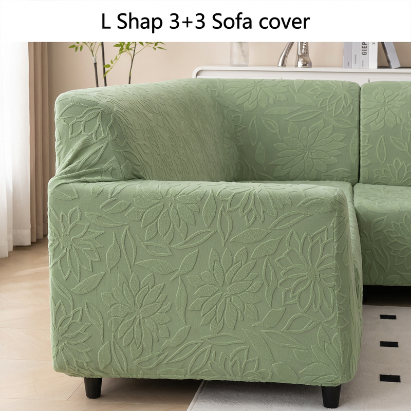 Green 3+3 sofa cover armrest detail