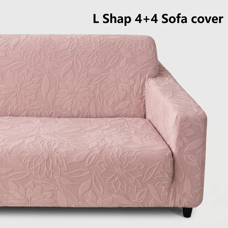 Pink 4+4 sofa cover right armrest detail