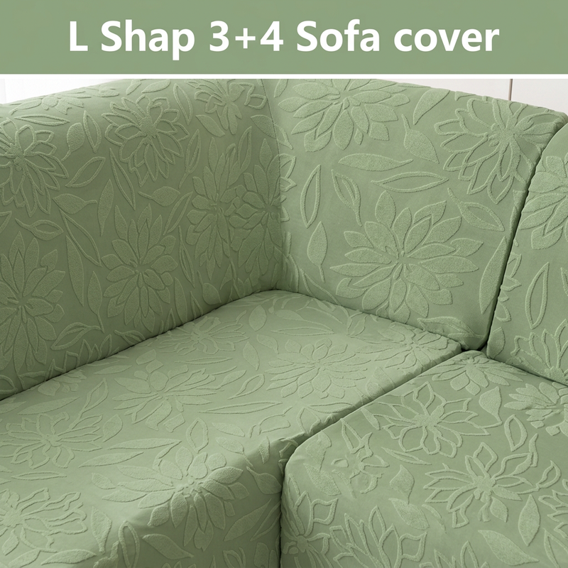 Green 3+4 sofa cover inner L corner detail