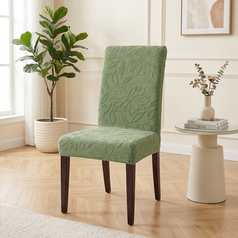 Green single chair cover room view