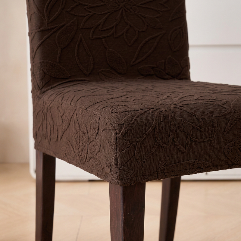 Coffee chair cover fitted seat detail