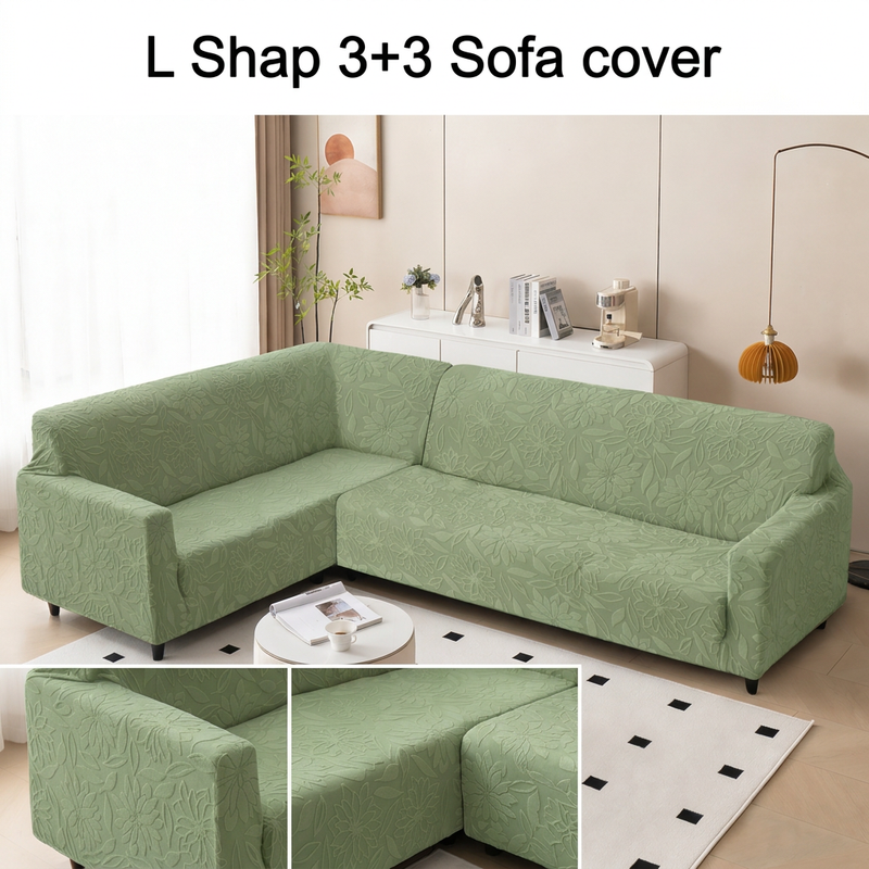 Green 3+3 sofa cover daylight styling