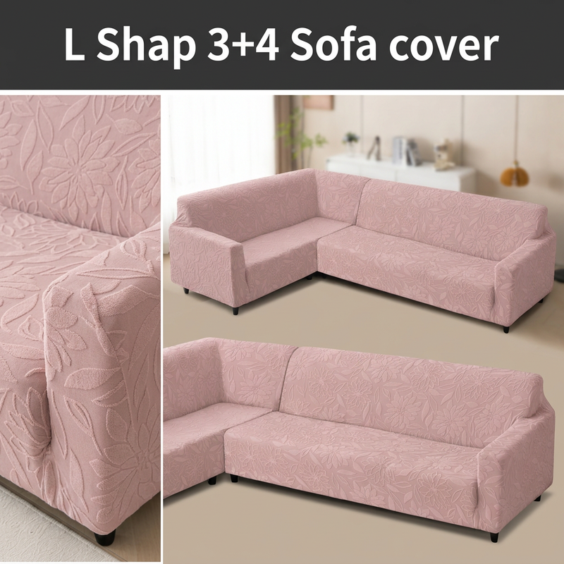 Pink 3+4 sofa cover armrest and sofa views