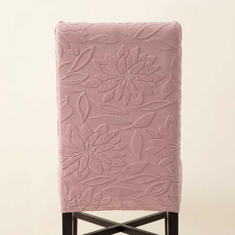Pink chair cover backrest closeup