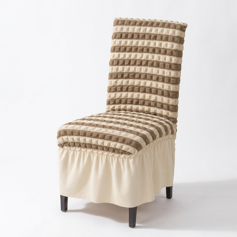 Taupe and ivory chair cover studio view
