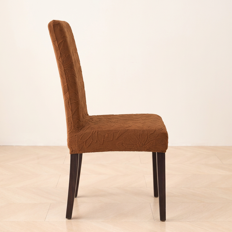 Premium 1 Seater Chair Cover - Dark Brown, 220 GSM Knitted Floral Jacquard