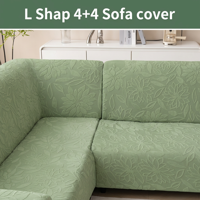 Green 4+4 sofa cover backrest detail