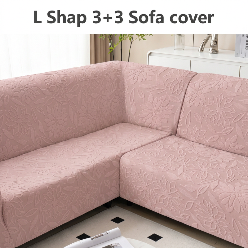 Pink floral L corner detail with 3+3 text