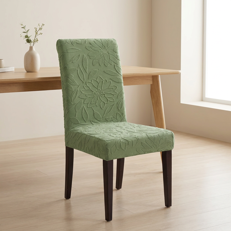 Green chair cover elevated view