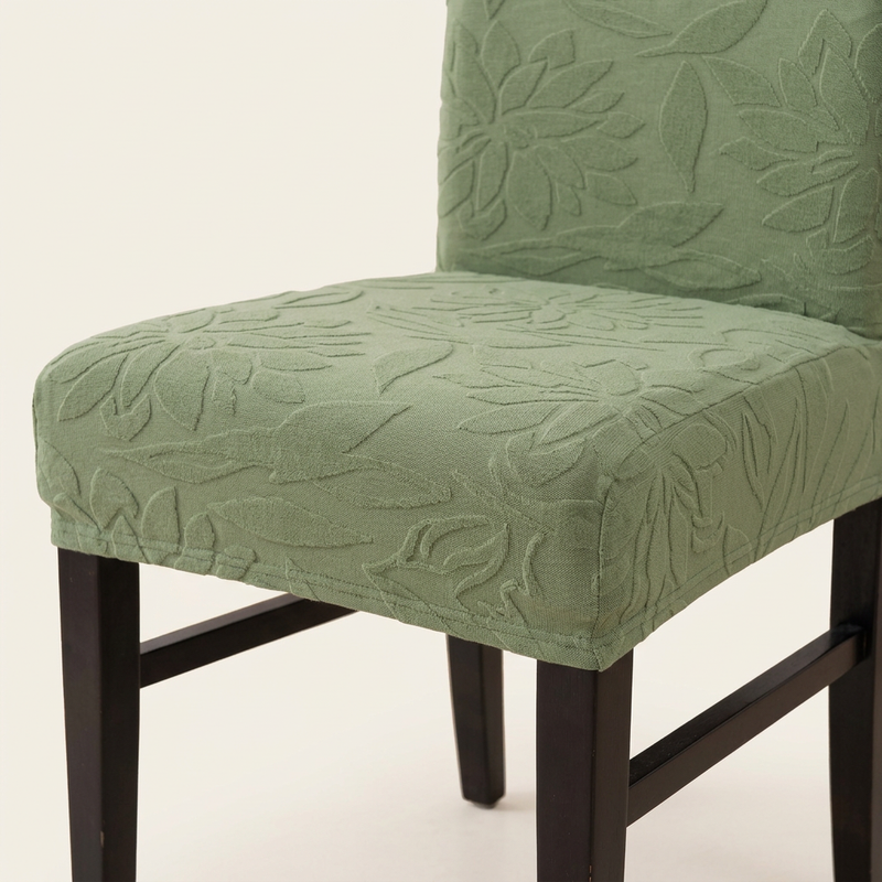 Green chair cover seat detail