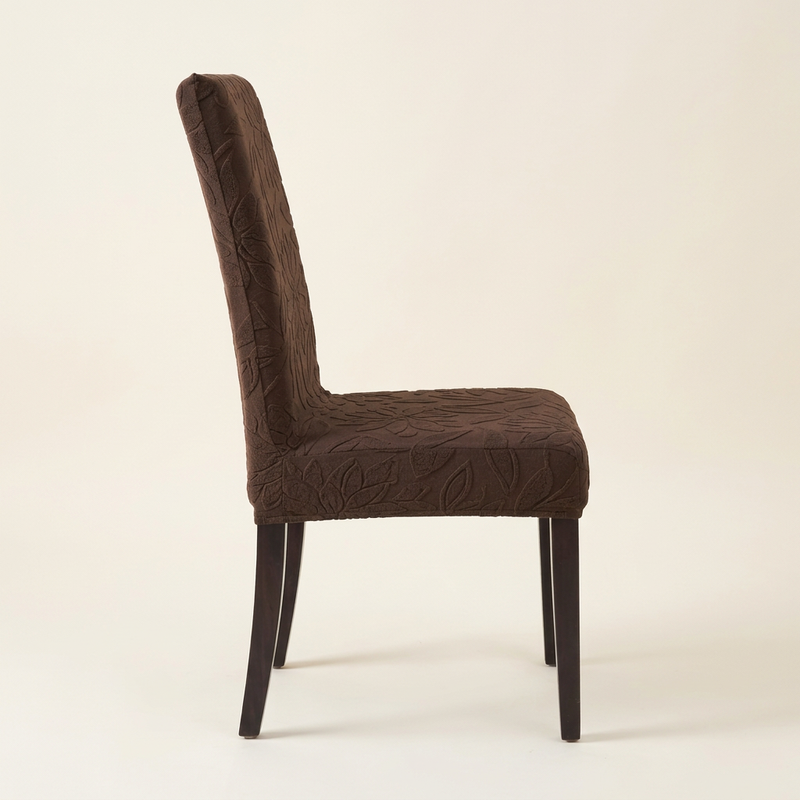 Coffee floral chair cover side profile