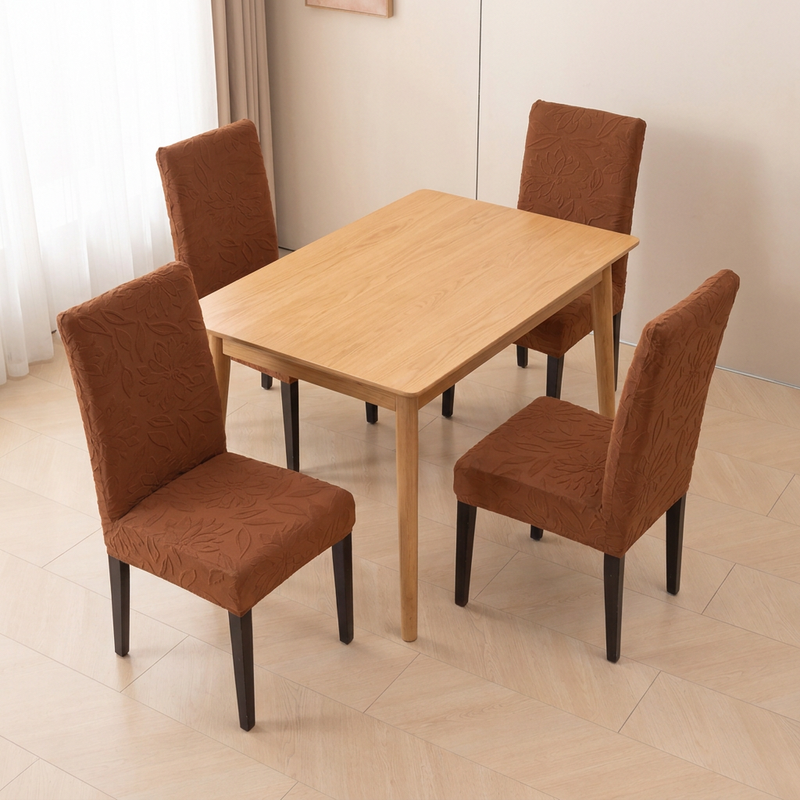 Dark Brown four chair dining arrangement