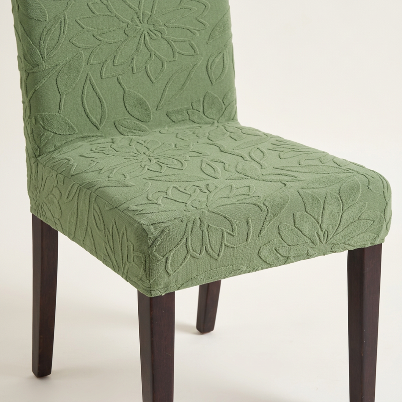 Green chair cover seat detail