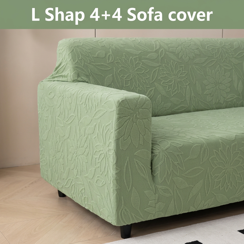 Green 4+4 sofa cover armrest detail
