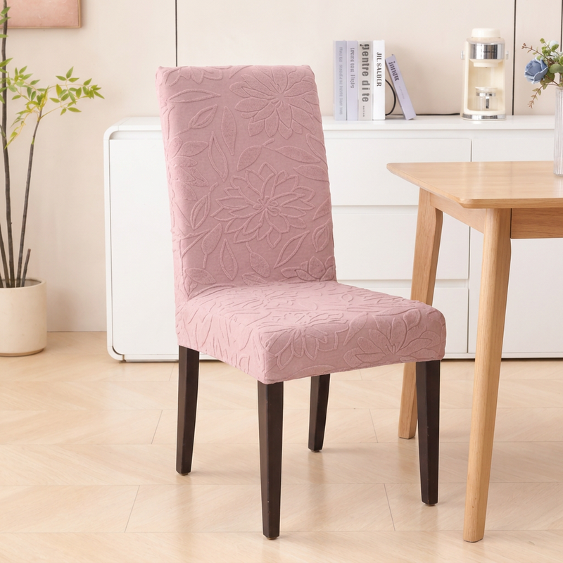 Pink chair cover elevated view
