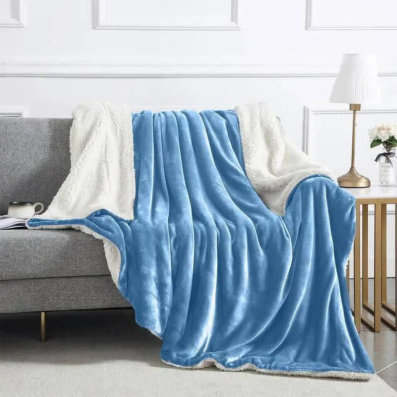 MAGICAL Ultra-Soft Sherpa Winter & AC Blanket (Sky Blue)