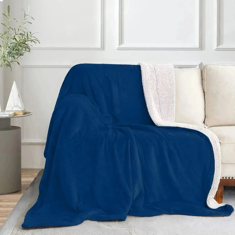 MAGICAL Ultra-Soft Sherpa Winter & AC Blanket (Dark Blue)