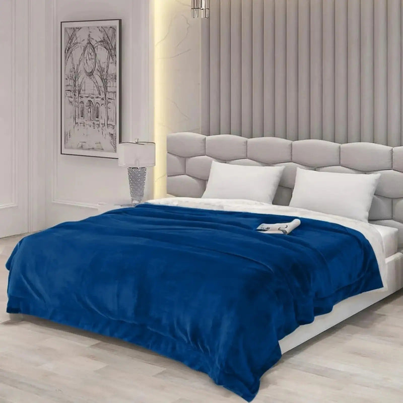 MAGICAL Ultra-Soft Sherpa Winter & AC Blanket (Dark Blue)